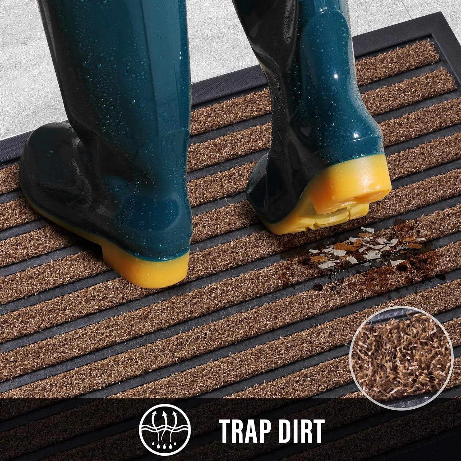 Front Door Mat, Dirt Trapper Outdoor Welcome Door Mat, All-Weather Doormat, Outdoor Door Mats, Sturdy Non Slip Blacking, Easy Clean Entryway Mat, Coffee, 36x24