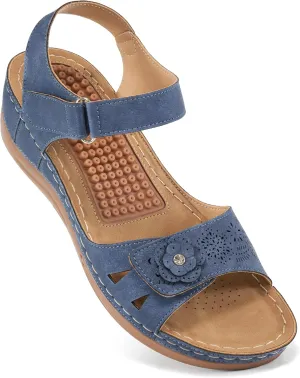 FUDYNMALC Sandals for Women Orthopedic Shoes: Comfortable Dressy Womens Wedge Sandal Summer Walking Wedges - Casual Platform Sandals with Adjustable Hook Loop