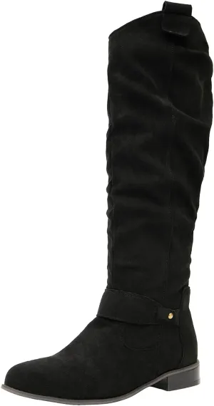 getmorebeauty Women's Winter Boots Knee High Boots Flat Suede Side Zipper Thigh High Boots