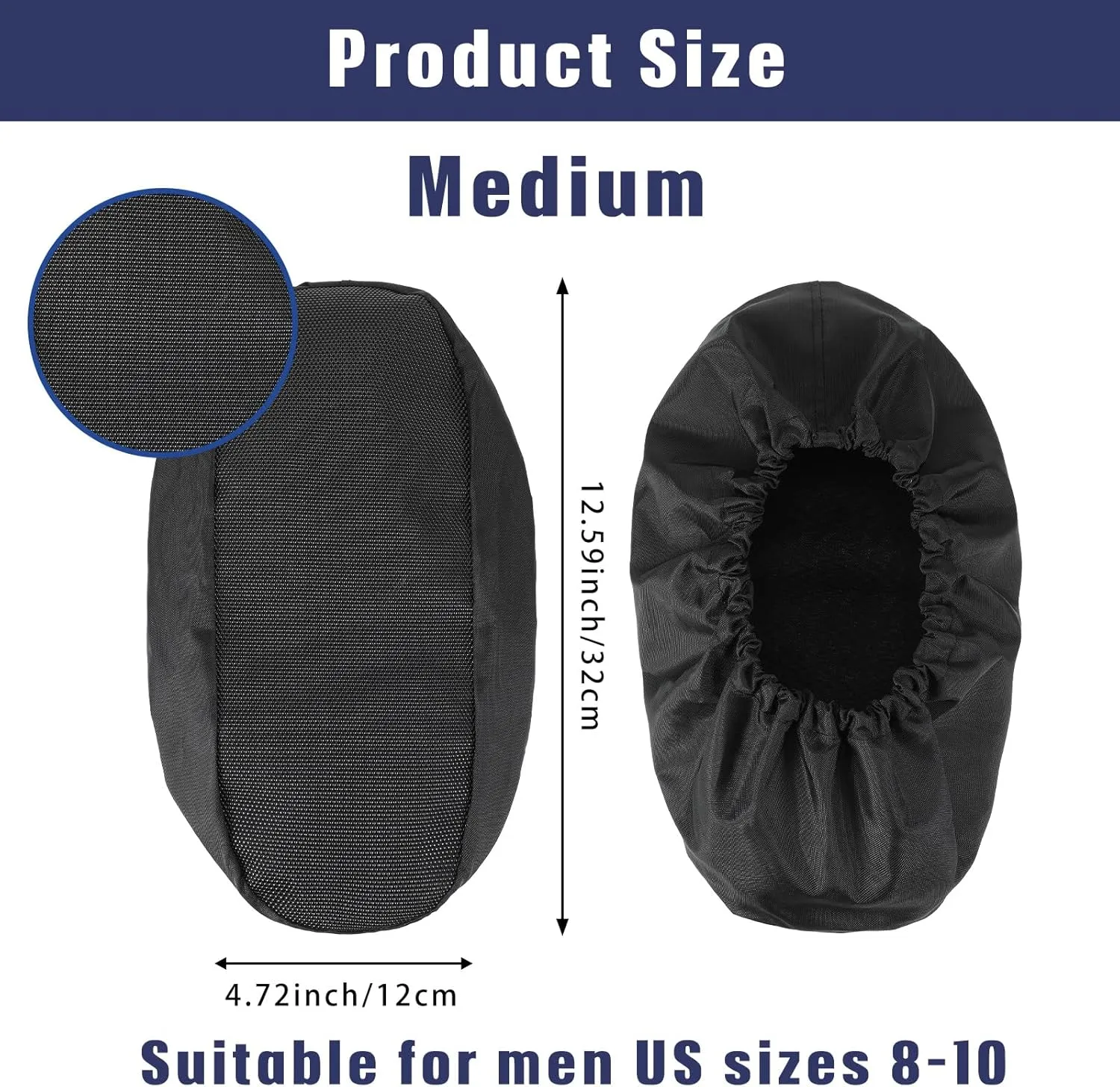 Geyoga 2 Pcs Fracture Walking Boot Cover Oxford Cloth Non Slip Reusable Shoe Covers for Non Skid Foot Brace Recovery Shoes Covers with Rubber Sole(Medium,Black)