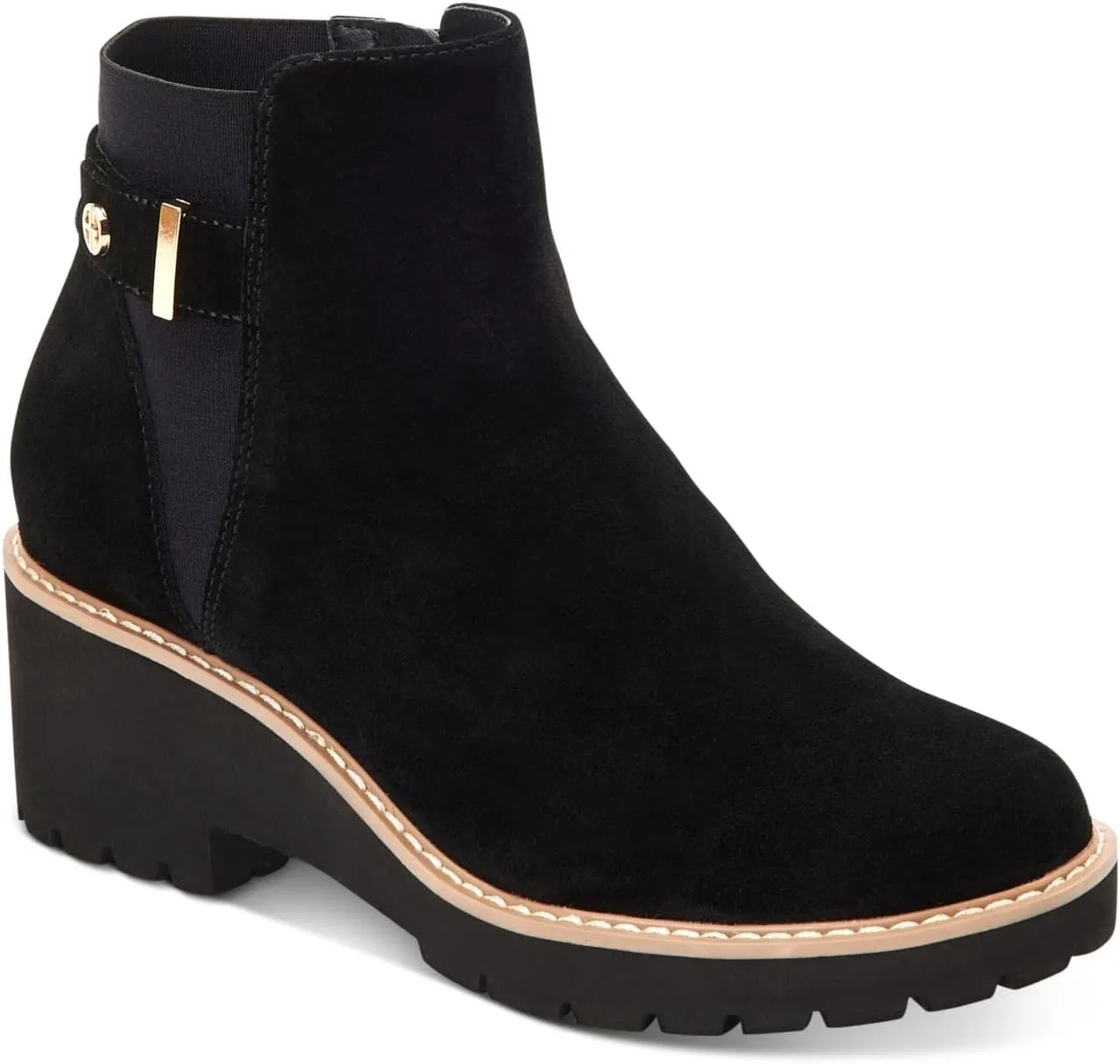 Giani Bernini Womens Vaass Suede Ankle Wedge Boots Black 10 Medium (B,M)