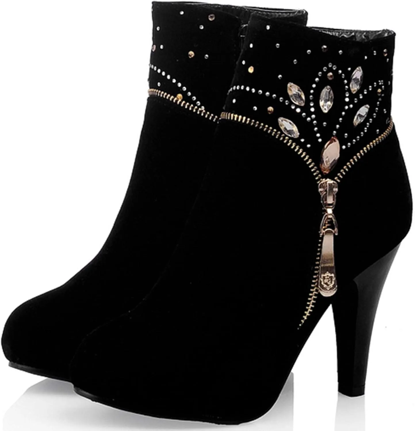 Gicoiz Women Elegant High Heels Suede Platform Ankle Boots