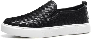 GIFENNSE Men's Hand-Woven Leather Casual Loafers Sneakers