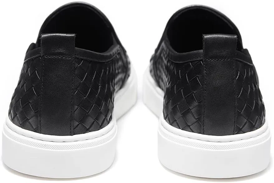 GIFENNSE Men's Hand-Woven Leather Casual Loafers Sneakers
