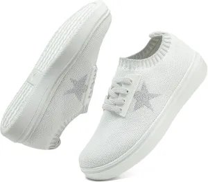 Girls White Running Shoes - Lightweight Breathable Sneakers for Kids and Toddlers - Mesh Casual Sports Tennis Shoes