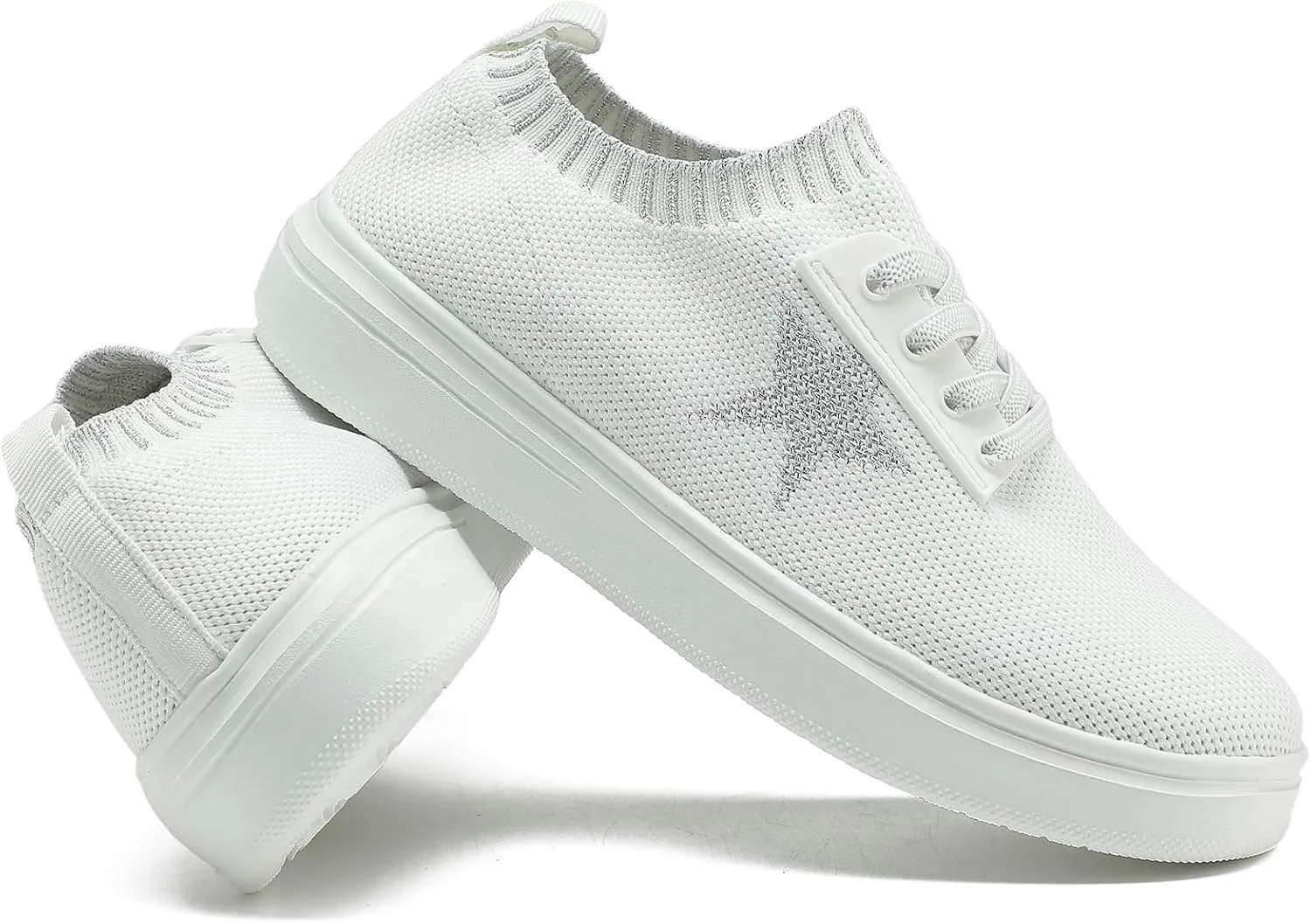 Girls White Running Shoes - Lightweight Breathable Sneakers for Kids and Toddlers - Mesh Casual Sports Tennis Shoes