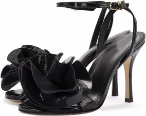 Gold Sexy Women's Stiletto Sandals with Rose, Large Size Fashion Peep Toe High Heels for Banquet, Party And Catwalks