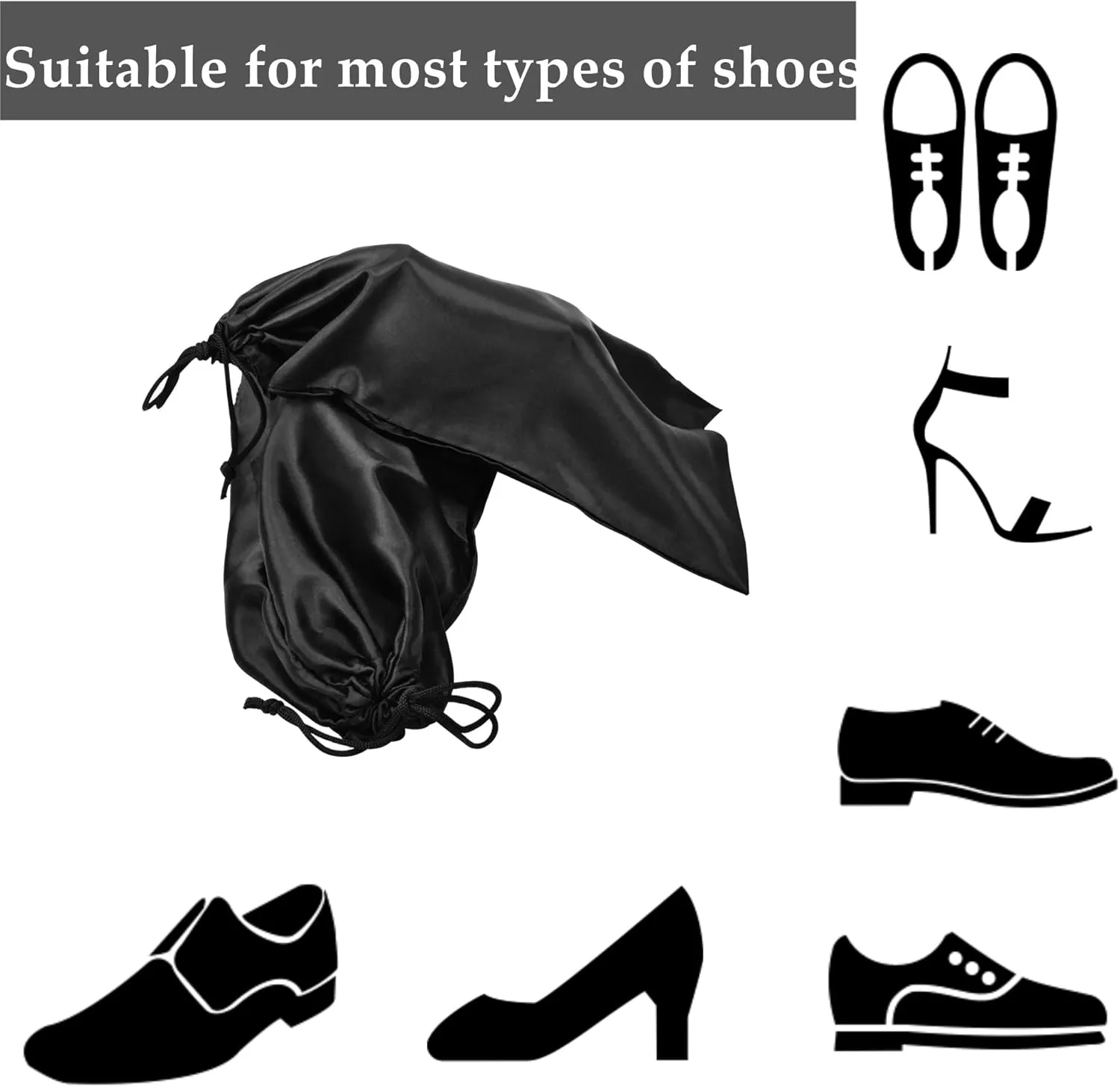 GONGKANGYUAN 10 Pack Shoe Bags for Travel Satin Fabric Shoe Bag with Drawstring for Men Women Travel Protecting Storing Shoes