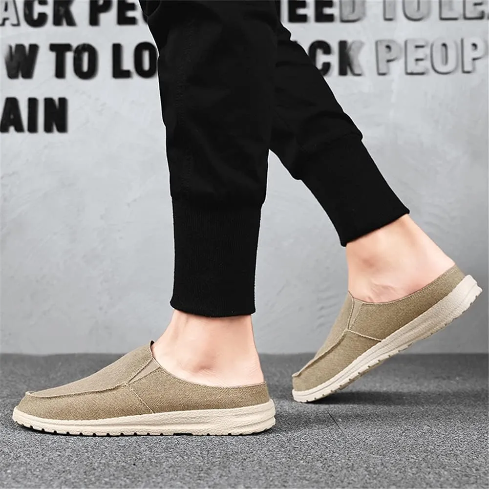 GOSPT Men's Canvas House Slippers Slip on Clog Backless Loafers Comfort Shoes