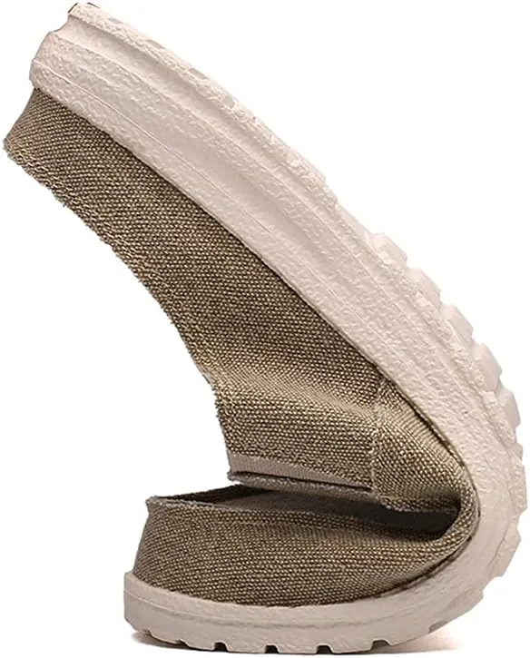 GOSPT Men's Canvas House Slippers Slip on Clog Backless Loafers Comfort Shoes