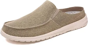 GOSPT Men's Canvas House Slippers Slip on Clog Backless Loafers Comfort Shoes