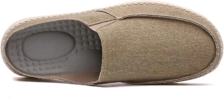 GOSPT Men's Canvas House Slippers Slip on Clog Backless Loafers Comfort Shoes
