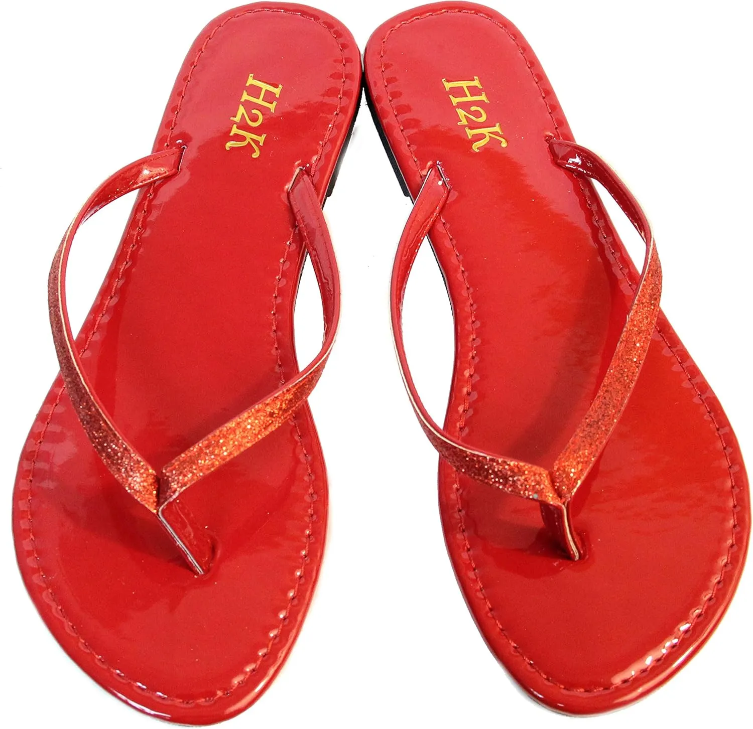 H2K Women's Glitter Flat Thong Sandal
