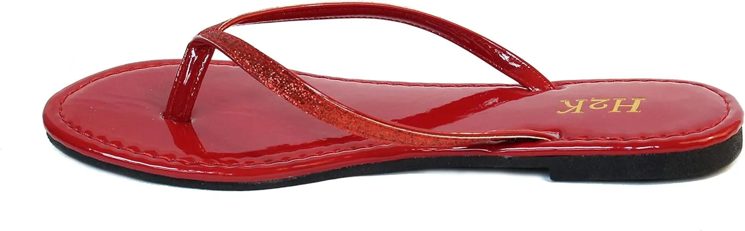 H2K Women's Glitter Flat Thong Sandal