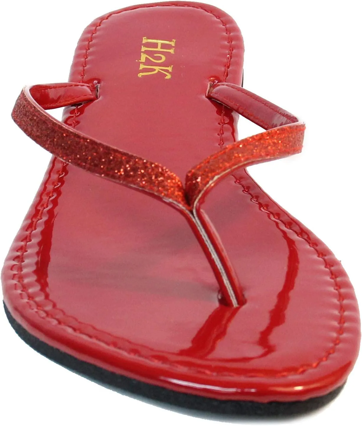H2K Women's Glitter Flat Thong Sandal