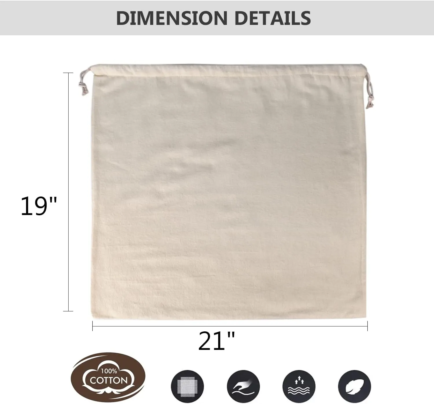HAMBOLY 100% Cotton Bags 5 Pack Dust Cover Storage Pouch with Drawstring Closure for Packaging Handbags Purses Pocketbooks Shoes Boots, Beige (21 x 19 in)
