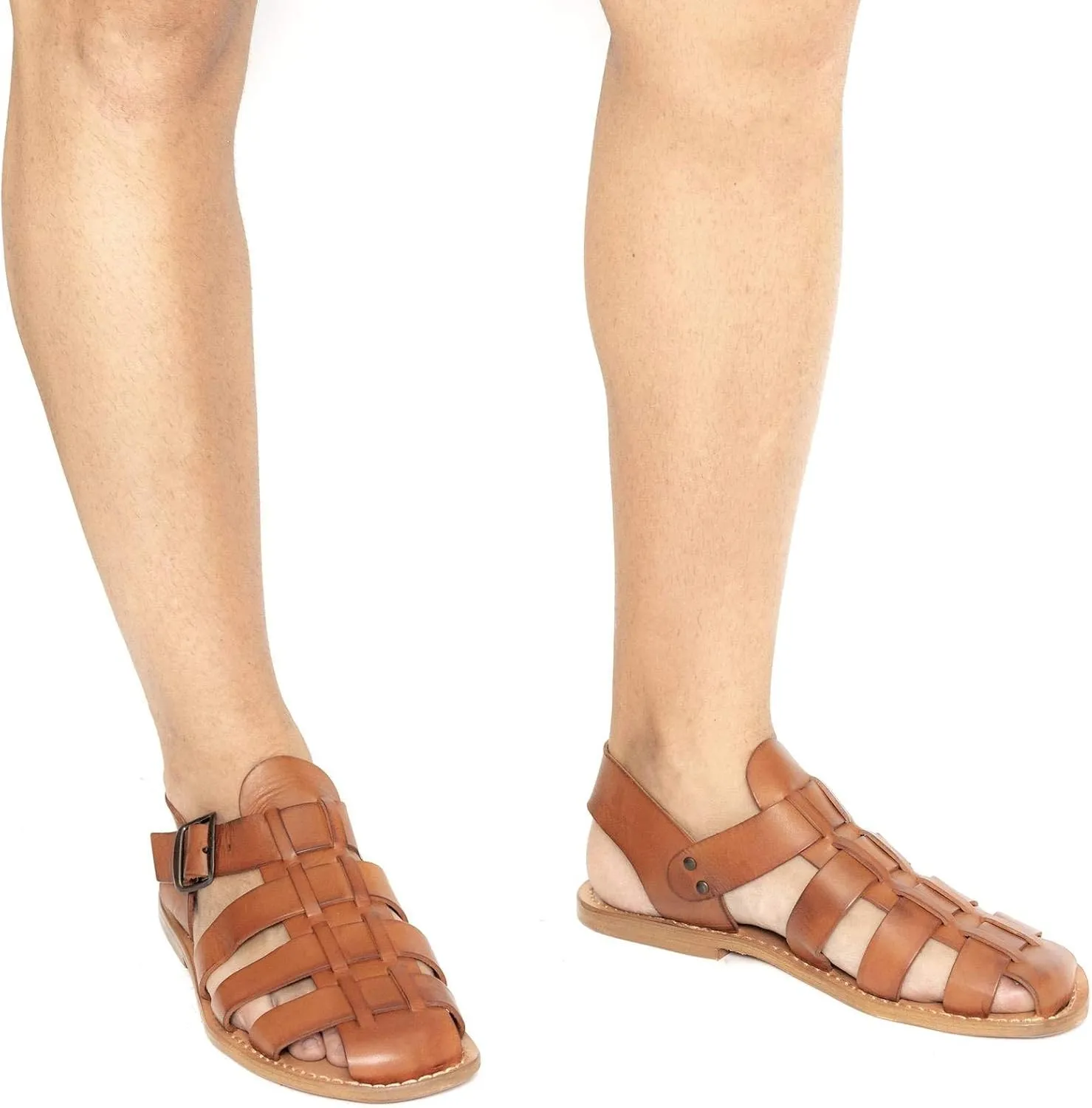 Handmade in Italy Mens Franciscan Sandals in Dark Brown Leather
