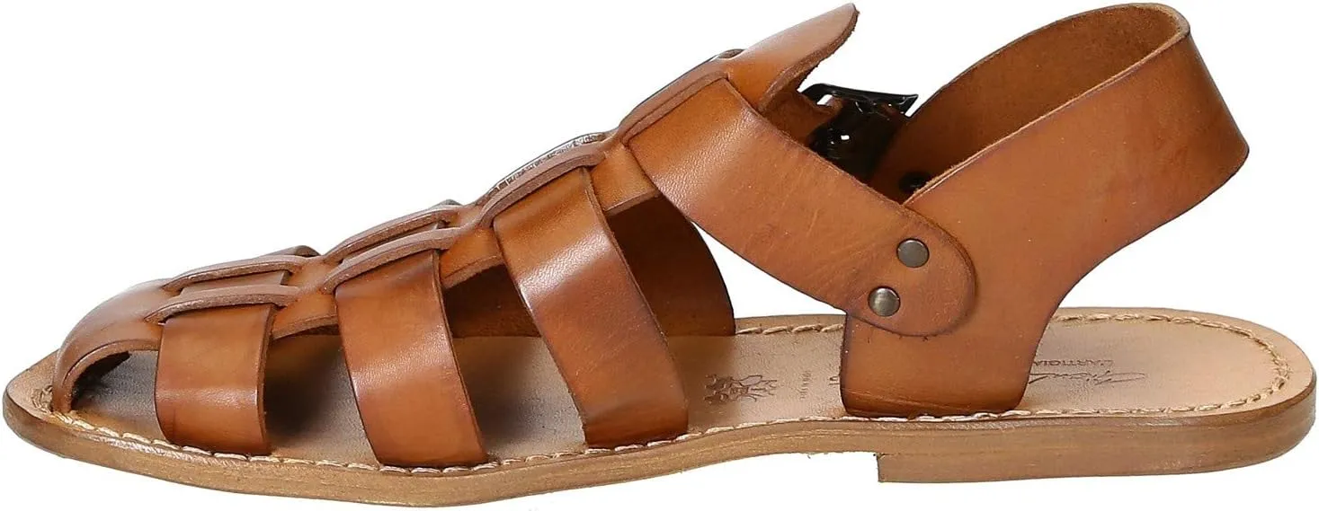 Handmade in Italy Mens Franciscan Sandals in Dark Brown Leather