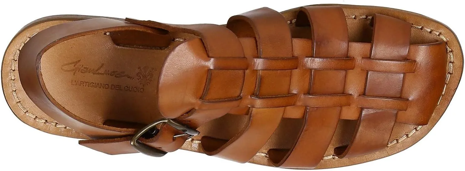 Handmade in Italy Mens Franciscan Sandals in Dark Brown Leather