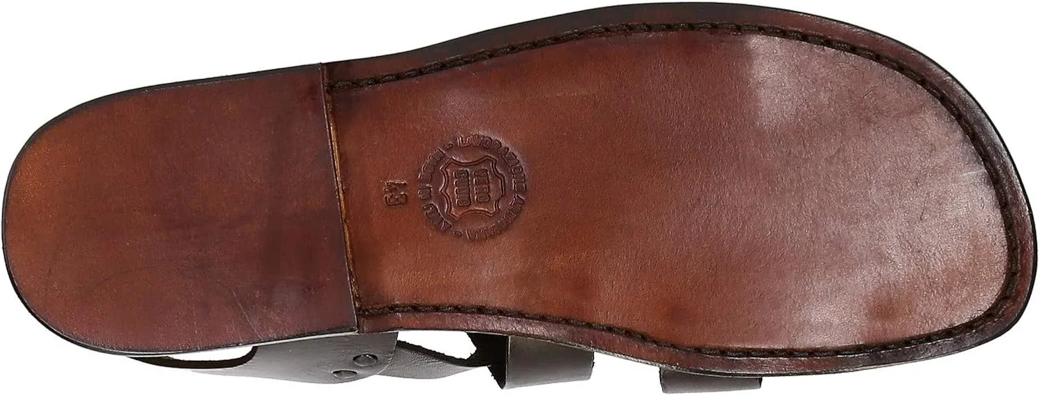 Handmade in Italy Mens Sandals in Dark Brown Leather