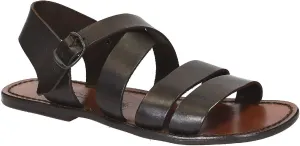 Handmade in Italy Mens Sandals in Dark Brown Leather