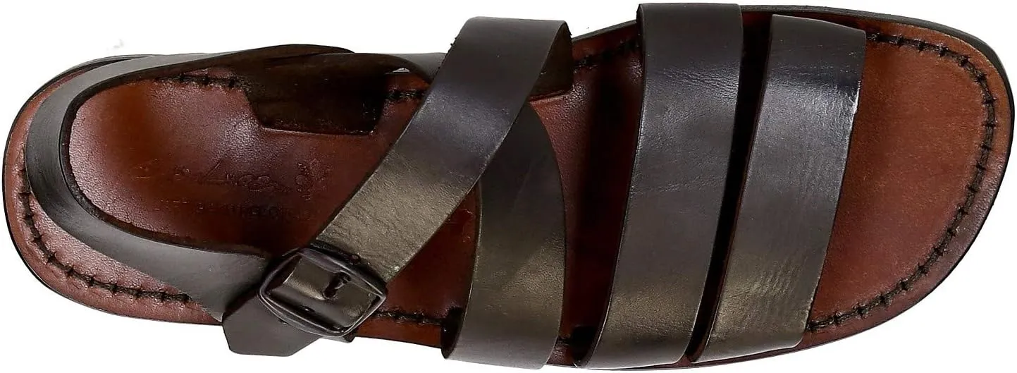 Handmade in Italy Mens Sandals in Dark Brown Leather