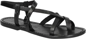 Handmade in Italy Womens Slave Sandals in Vintage Cuir Leather