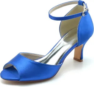 Hanfike Evening Sandals for Women Low Heel Ankle Strap Wedding Party Shoes JY099
