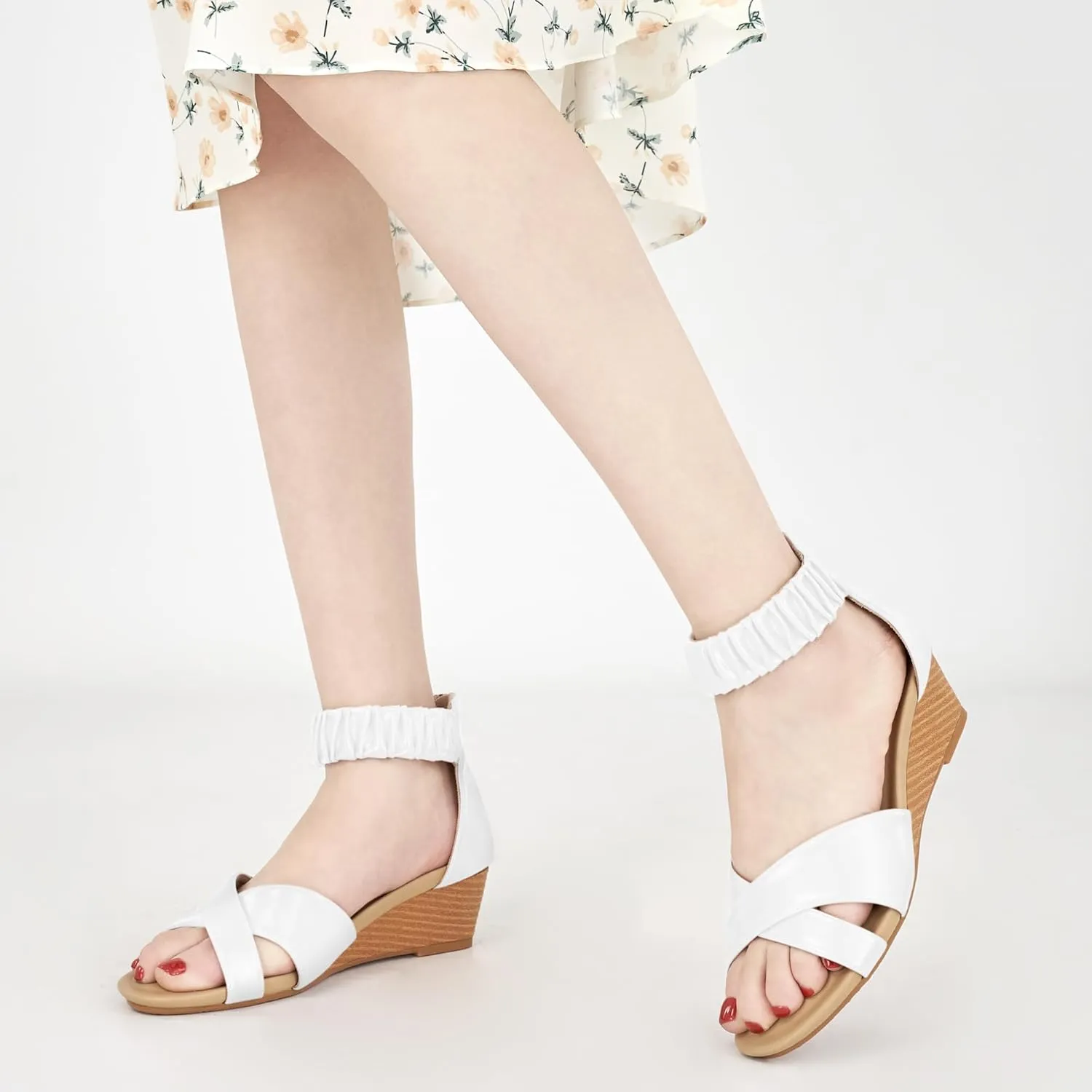 HARENCE Womens Sandals Wedge Shoes: Comfortable Dressy Platform Sandal with Zipper Summer Gladiator Open Toe Low Heel Wedges