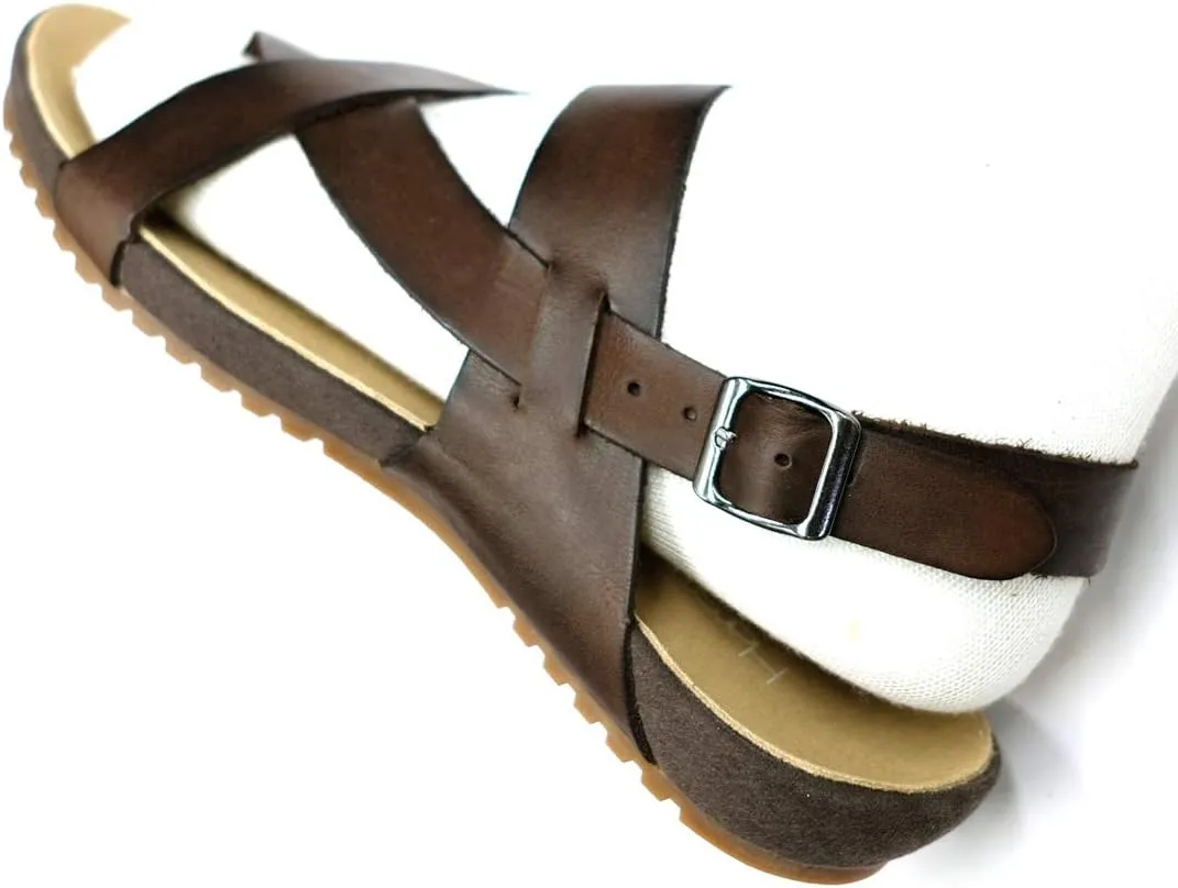 Harssidanzar Genuine Leather Sandals Mens for Outdoor Sandals Mens Adjustable Strap Sandals Leather Sandals Men GM202