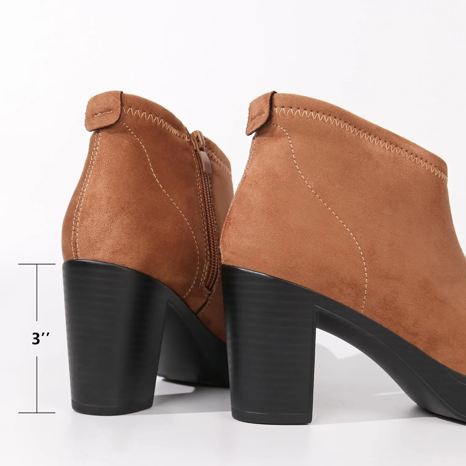 Hawkwell Women's Suede Arch Support Side Zipper Comfort Ankle Boot Chunky Block Heel Booties