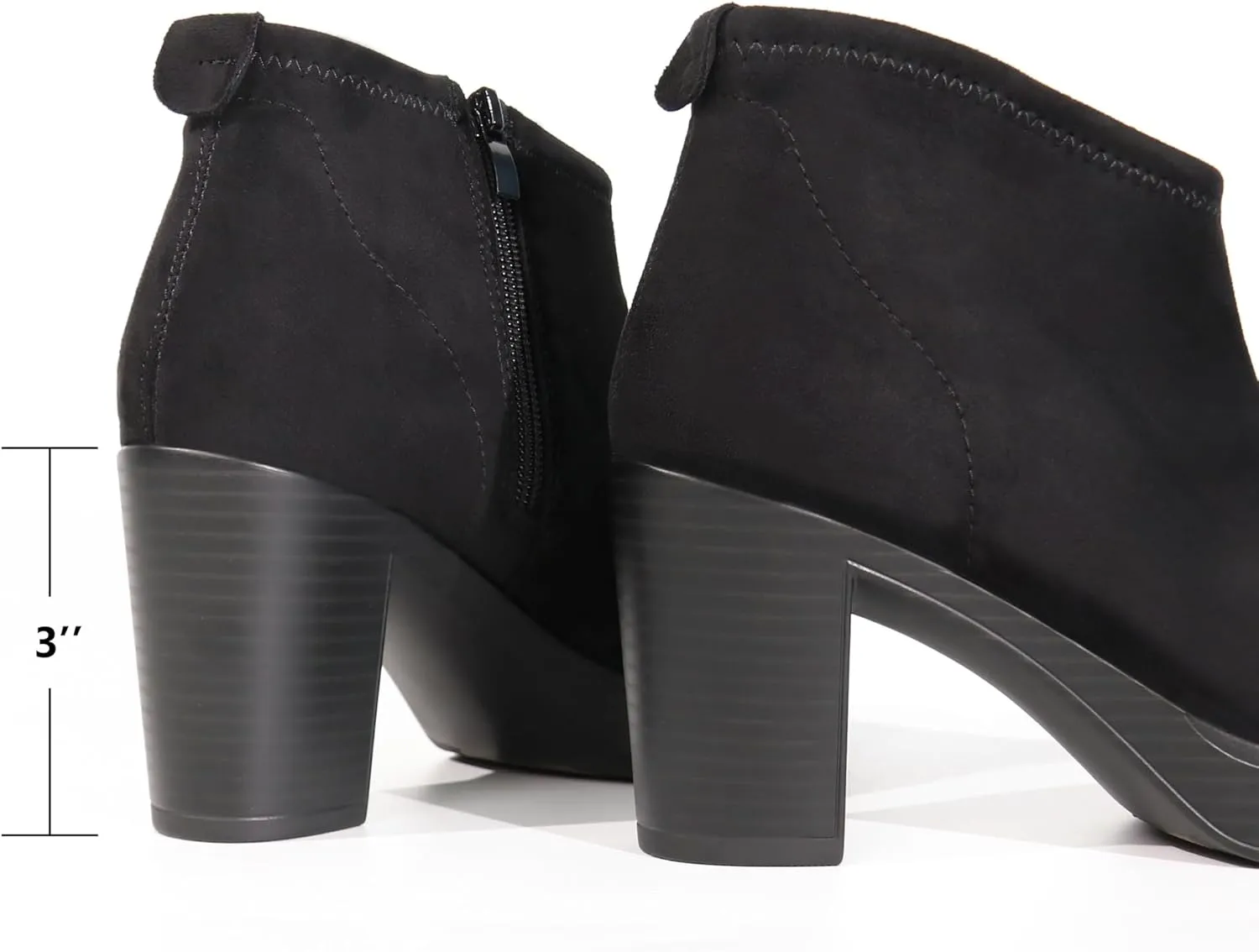 Hawkwell Women's Suede Arch Support Side Zipper Comfort Ankle Boot Chunky Block Heel Booties