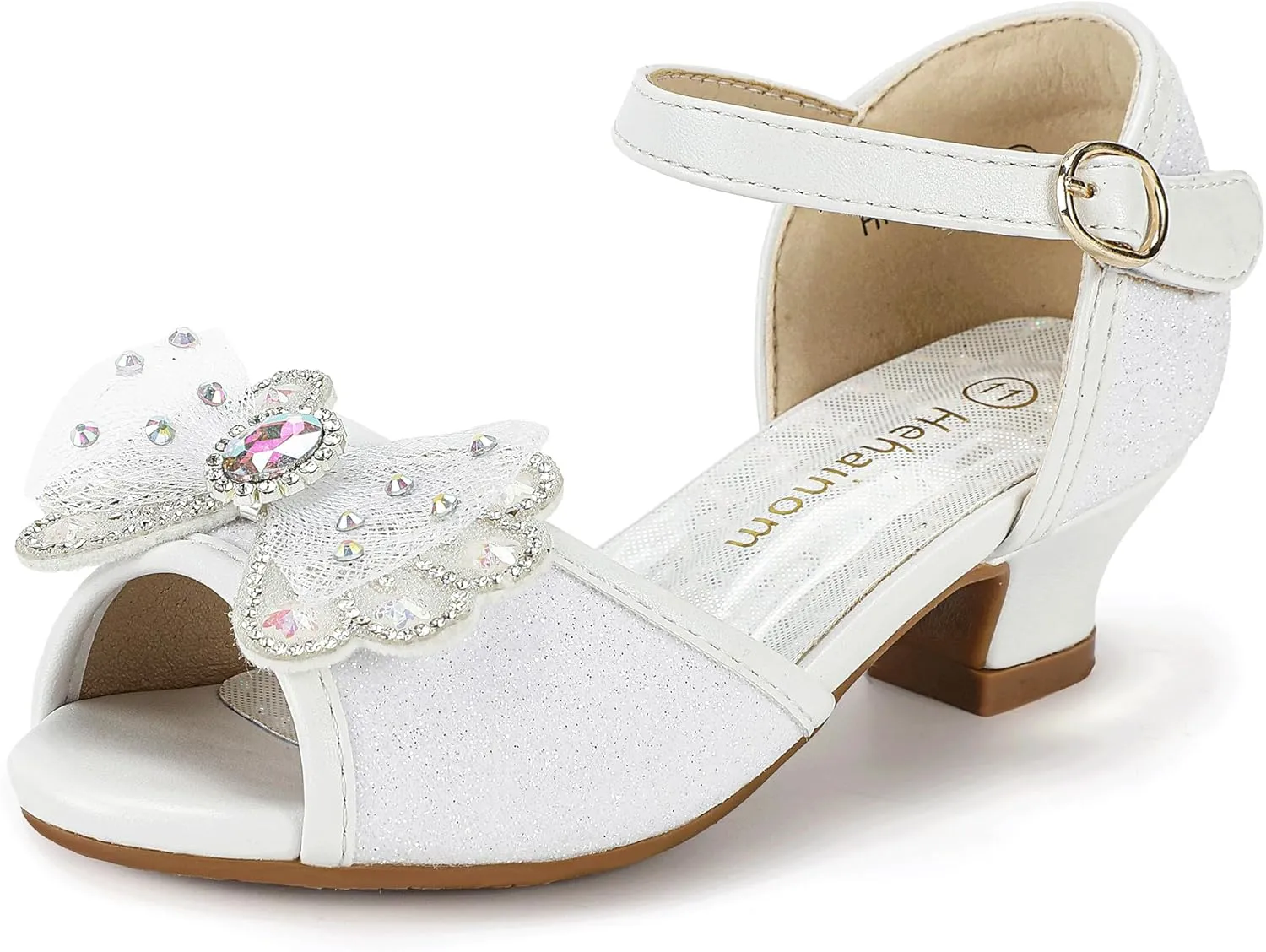 Hehainom Toddler Dress Shoes Little Girls Heels Flower Girl Sandals Open Toe Big Kid Wedding Party Shoes