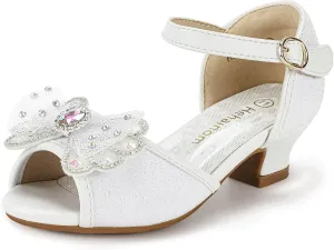 Hehainom Toddler Dress Shoes Little Girls Heels Flower Girl Sandals Open Toe Big Kid Wedding Party Shoes