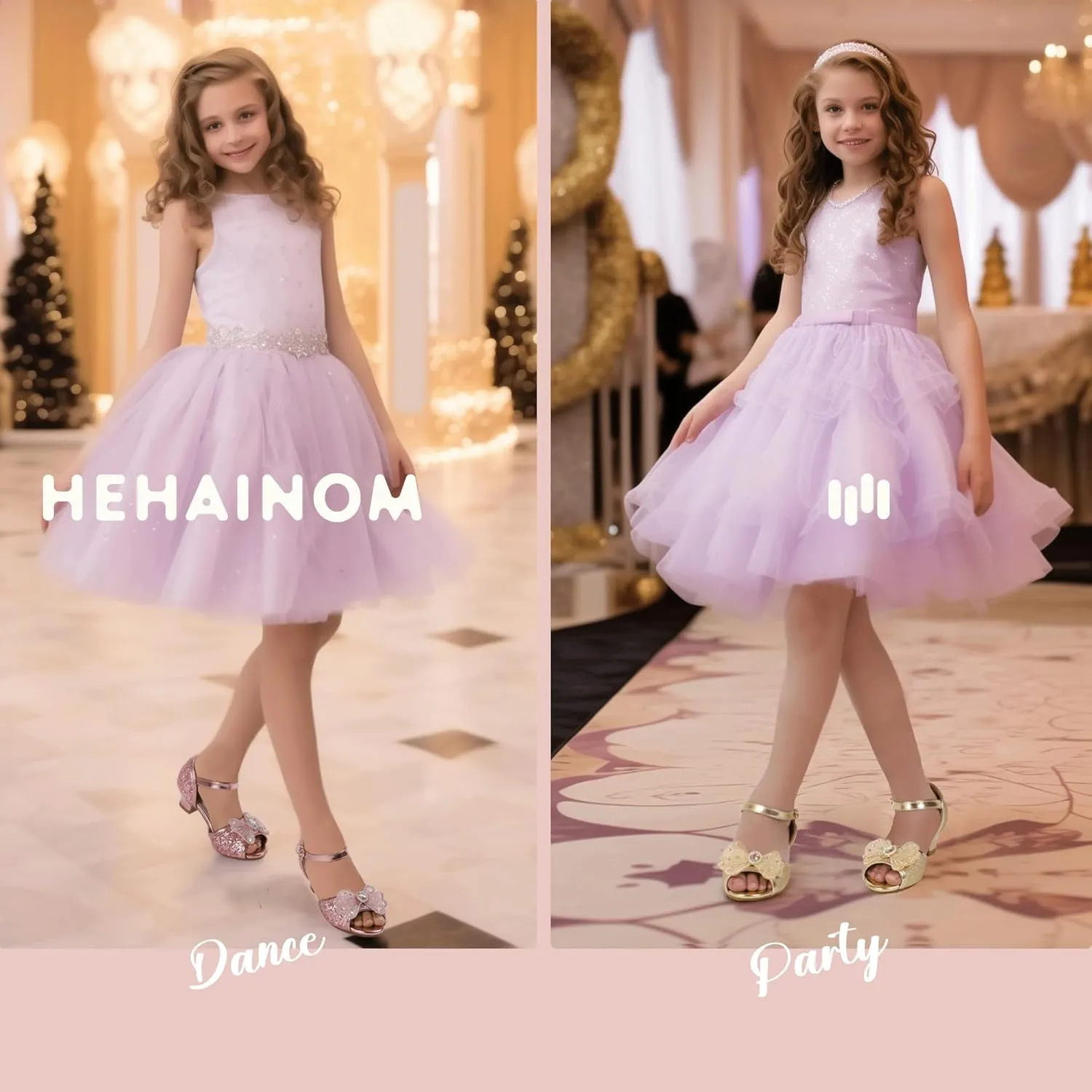 Hehainom Toddler Dress Shoes Little Girls Heels Flower Girl Sandals Open Toe Big Kid Wedding Party Shoes