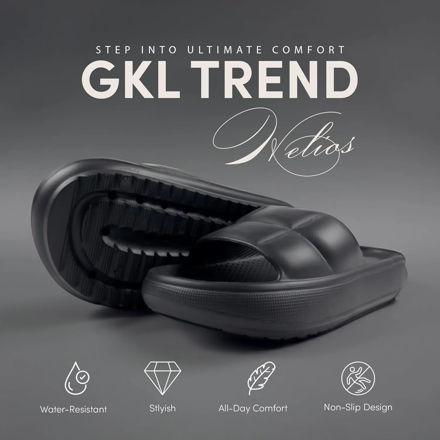 Helios Sandals with Flexible, Non-Slip, & Waterproof Material for Women, Men, Children, One Buckle Rubber Unisex Eva Sandals for Summer