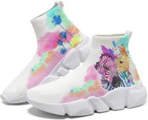 Hetios Men's Fashion Sneakers Comfortable Casual Socks Shoes Watercolor Graffiti Shoes