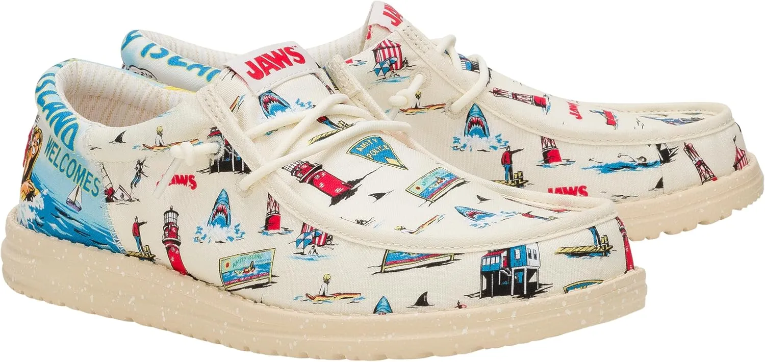 HEYDUDE Wally Funk Jaws Cream/Multi Men's Shoes, Men's Slip-on Loafers, Comfortable & Light-Weight