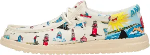 HEYDUDE Wally Funk Jaws Cream/Multi Men's Shoes, Men's Slip-on Loafers, Comfortable & Light-Weight