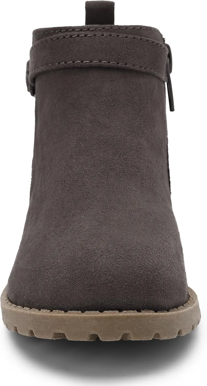 HOMEHOT Girls Ankle Boots Suede Leather Side Zipper Low Heels short (toddler/littile kids)
