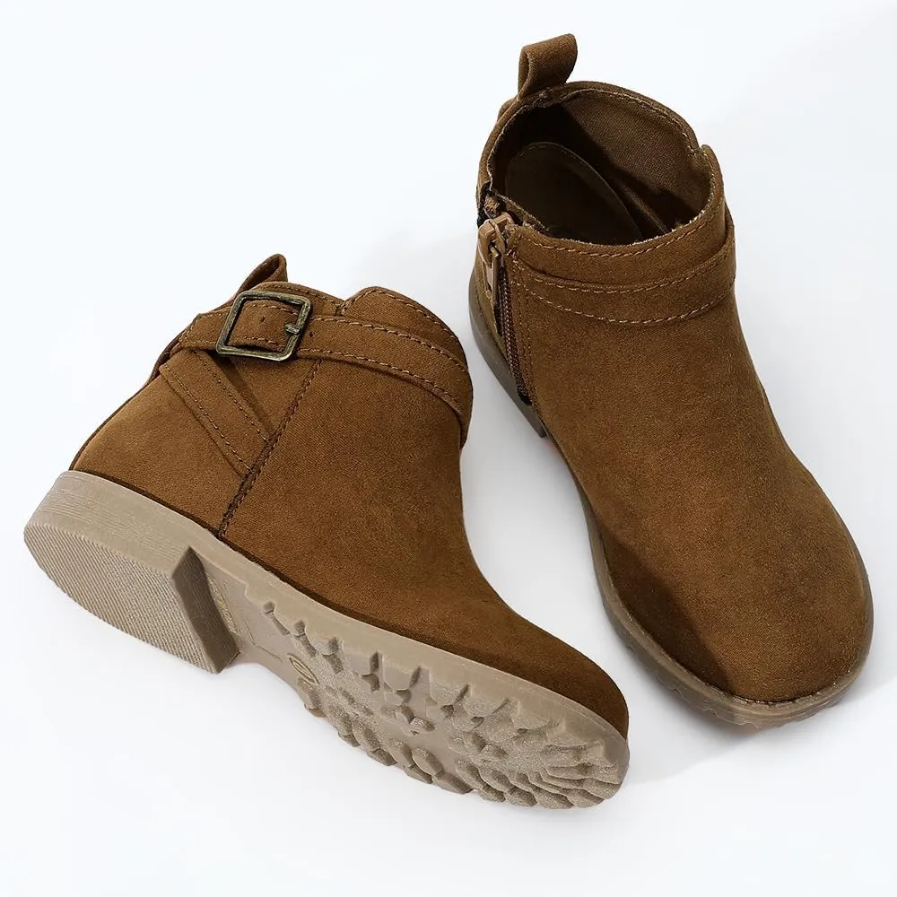 HOMEHOT Girls Ankle Boots Suede Leather Side Zipper Low Heels short (toddler/littile kids)