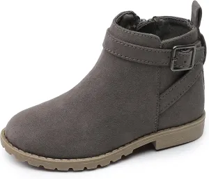 HOMEHOT Girls Ankle Boots Suede Leather Side Zipper Low Heels short (toddler/littile kids)