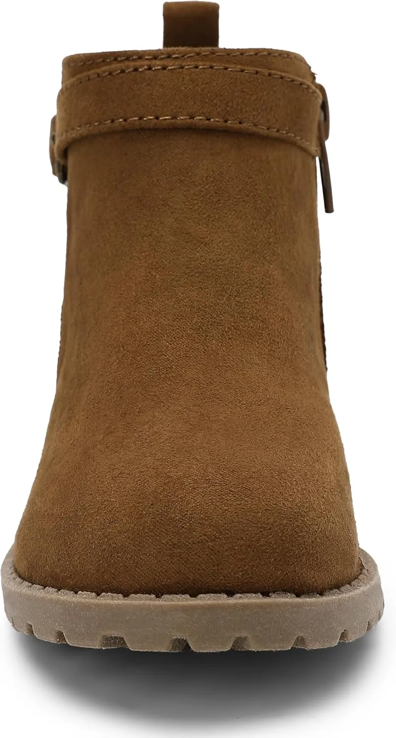 HOMEHOT Girls Ankle Boots Suede Leather Side Zipper Low Heels short (toddler/littile kids)