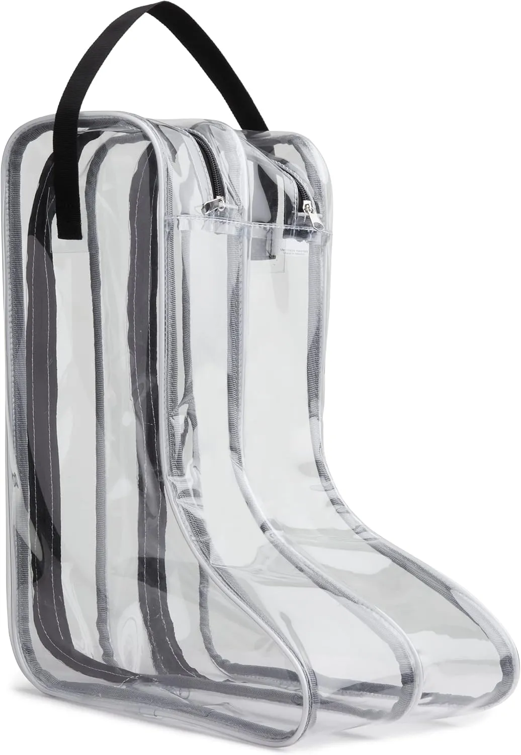 Howdy Boot Bag - clear see-thru waterproof storage bag for cowboy boots mens and womens tall riding boots travel accessories shoe organizer storage hanging bags (Black)