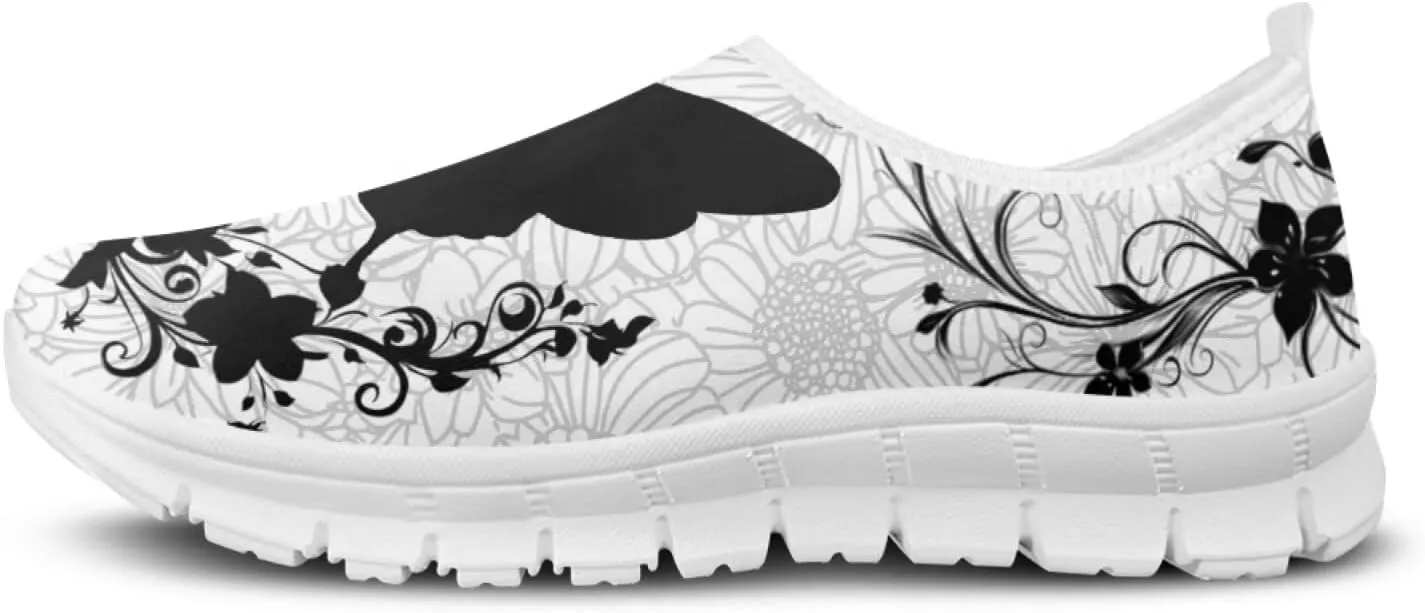 Howilath Boho Flower Slip on Shoes for Men Women Animal Print Casual Loafers Running Sneakers Anti-Skid Fashion Shoes