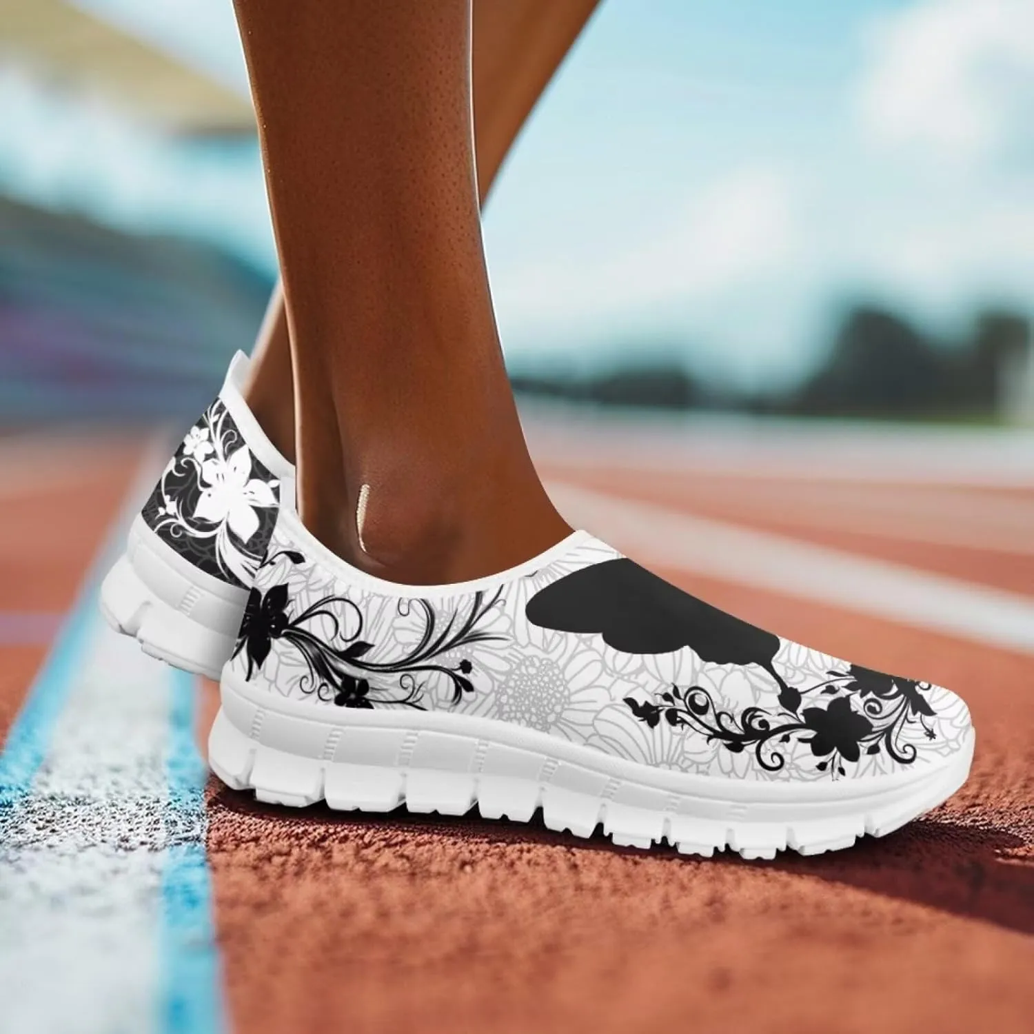 Howilath Boho Flower Slip on Shoes for Men Women Animal Print Casual Loafers Running Sneakers Anti-Skid Fashion Shoes