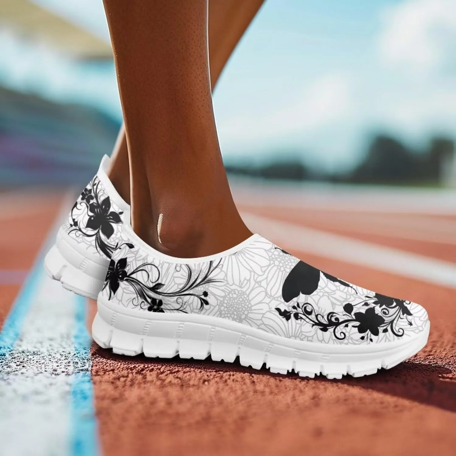 Howilath Boho Flower Slip on Shoes for Men Women Animal Print Casual Loafers Running Sneakers Anti-Skid Fashion Shoes