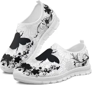 Howilath Boho Flower Slip on Shoes for Men Women Animal Print Casual Loafers Running Sneakers Anti-Skid Fashion Shoes