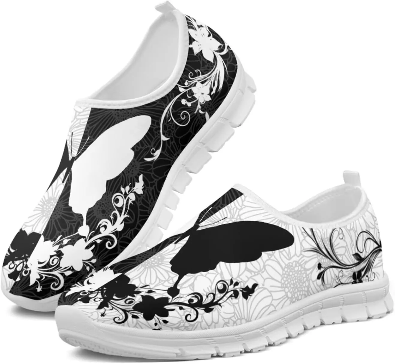 Howilath Boho Flower Slip on Shoes for Men Women Animal Print Casual Loafers Running Sneakers Anti-Skid Fashion Shoes