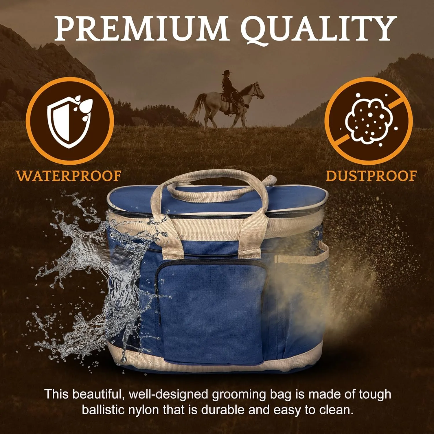 Huntley Equestrian Deluxe Grooming Bag Perfectly Designed Easy Access Multi Pocket Zipper Top Closure Double Handles Shoulder Strap Exterior Pockets